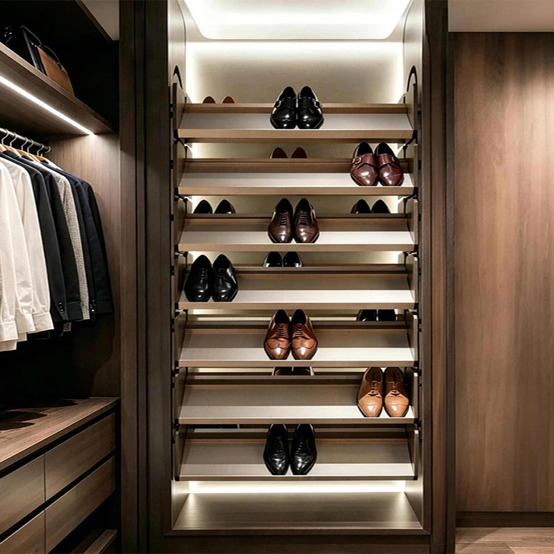 Electric 360 Rotate Lift Shoe Rack Hardware Multilayer Smart Storage Cabinet System Auto Turnover Space Saving Organizer
