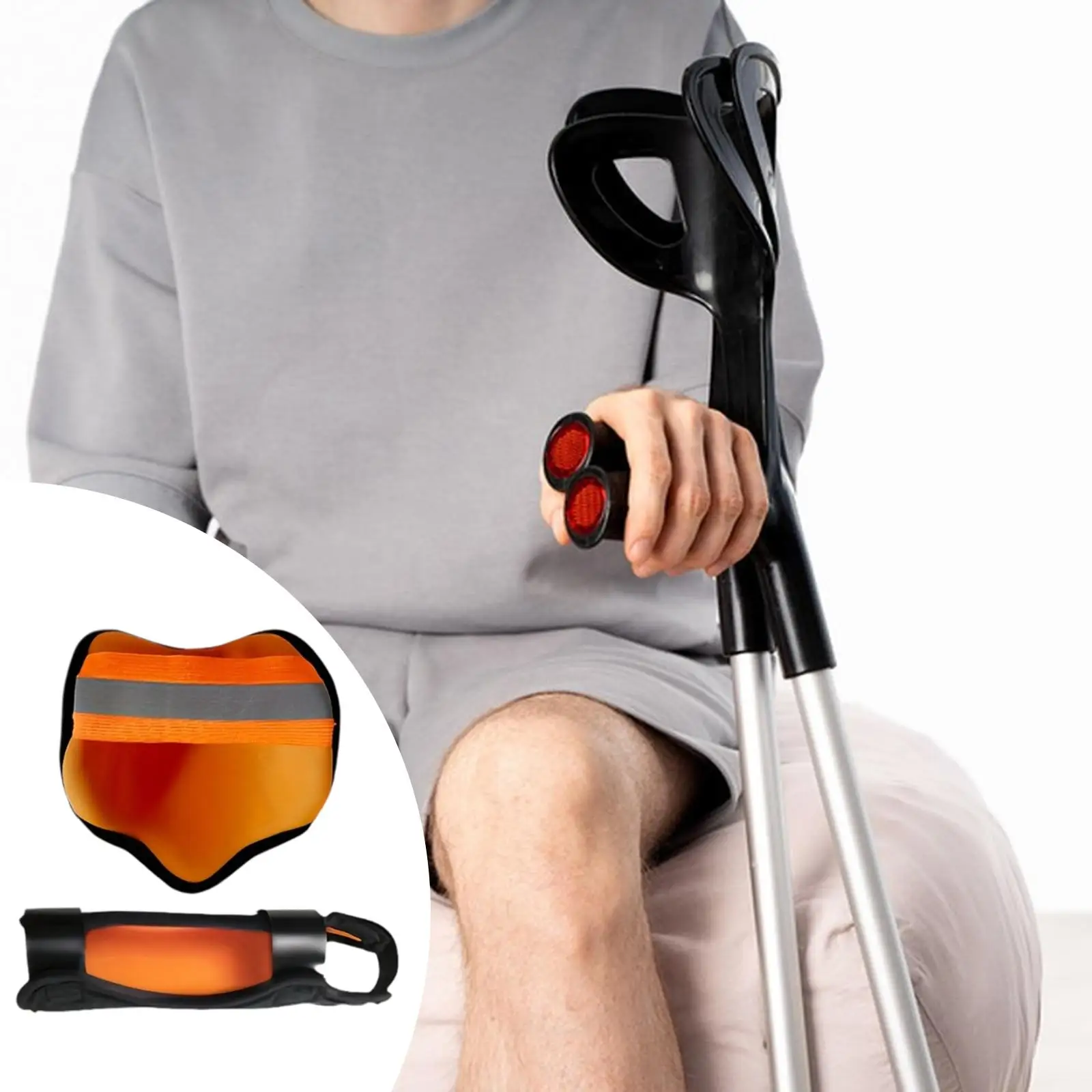 Crutch Pads Kit Soft Underarm Forearm Padding Non Slip Handle Protector Elastic Strap for Walking Aid Adjustable Crutches
