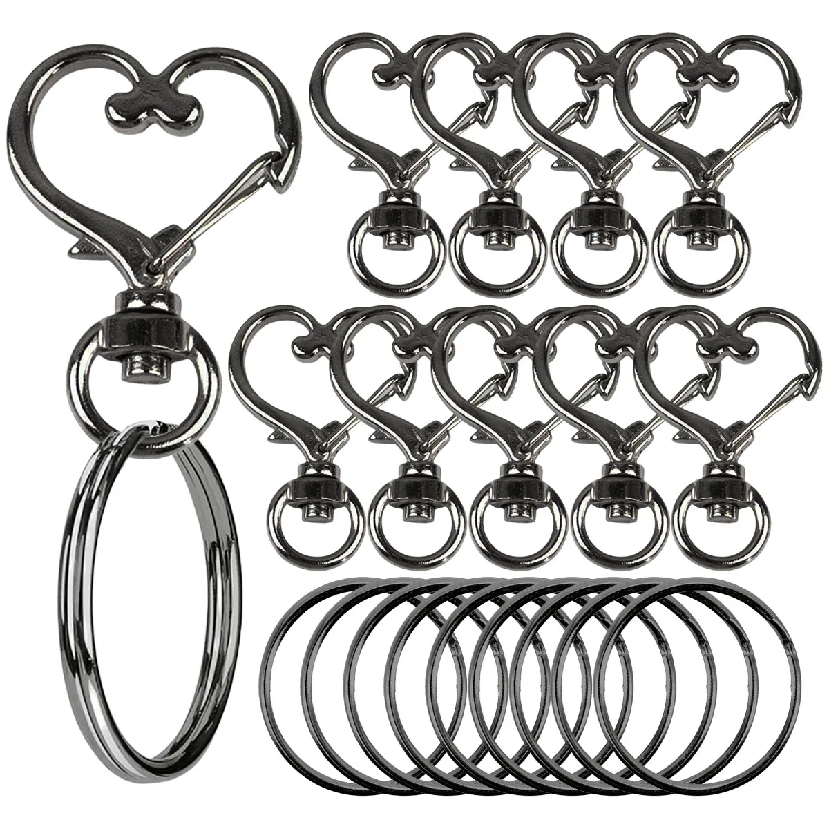 5/15/30 Set Heart Shaped Swivel Snap Hooks for DIY Craft