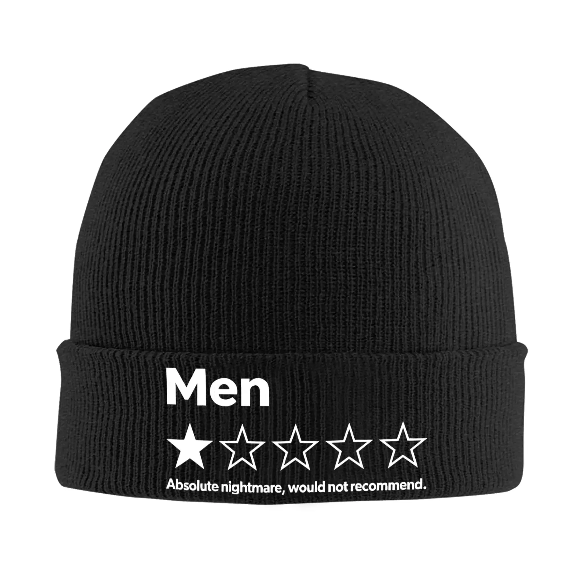 Men 1 Star Absolute Nightmare Would Not Recommend Funny Beanie Hats  Bonnet Hats Adult Unisex Street Hippie Knitting Hat