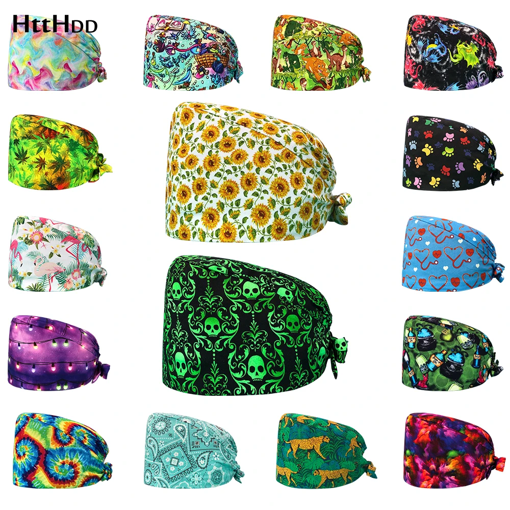 Clinica dell'ospedale stampa del fumetto Scrub medico cappello medico cappellini da lavoro lavoratore sanitario Scrub Cap Pet infermiera estetista infermieristica Scrub cappello