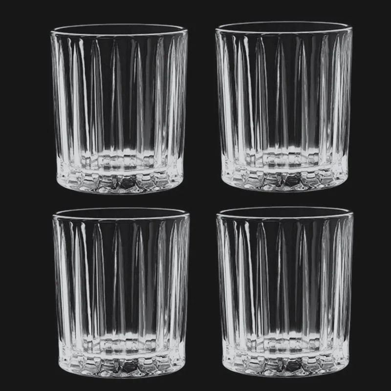 4pcs Set Coffee Cups Striped Glass Cup Juice Tea Whiskey Cocktail Drinking Glasses Drinkware Transparent Household Wedding Gifts