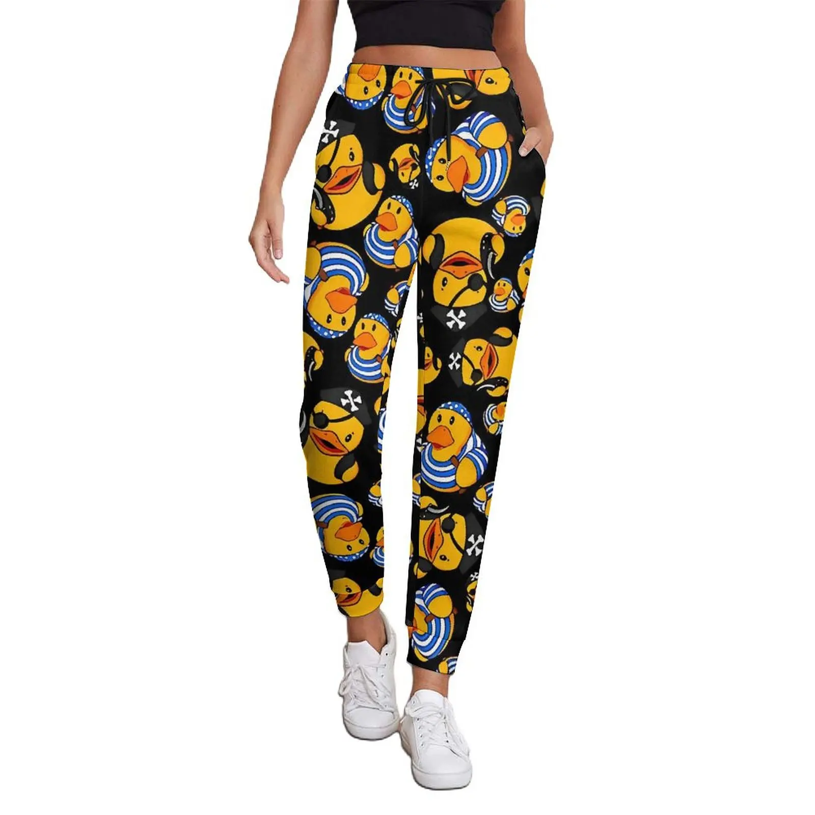 

Pirate Rubber Ducks Print Baggy Pants Kawaii Oversize Sweatpants Spring Female Design Street Wear Trousers