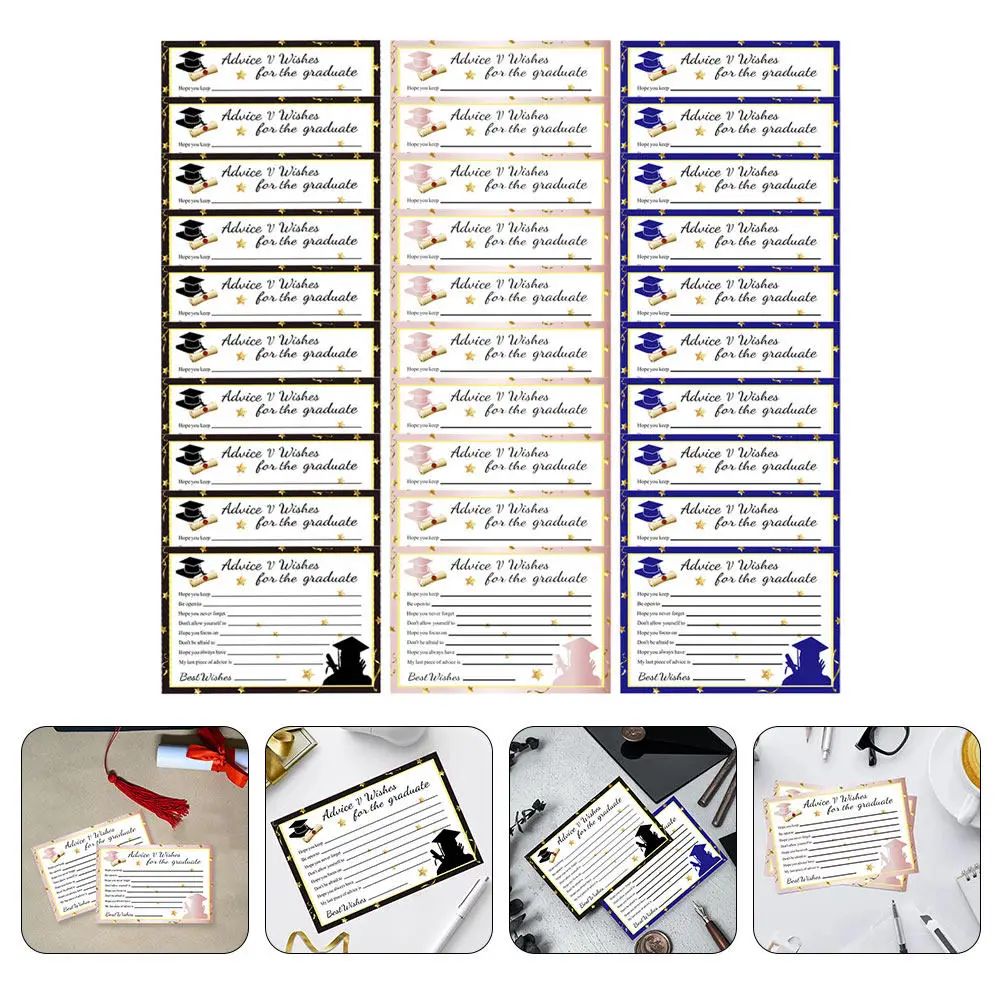 30Pcs Graduation Greeting Cards Paper Blessing Cards for Classmates Colleagues Friends Graduation Party Supplies Folding