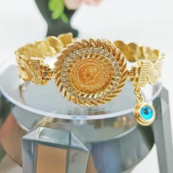 New Ottoman Coin Design Bracelet Crystal Side Opening Bracelet Turkish Coin Bracelet Islamic Ladies Party Event Gift