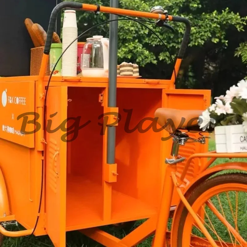 عكس حمار كشك دفع عربة القهوة الحديد المطاوع المنقولة ركوب الدراجة ثلاثية العجلات الإبداعية #6