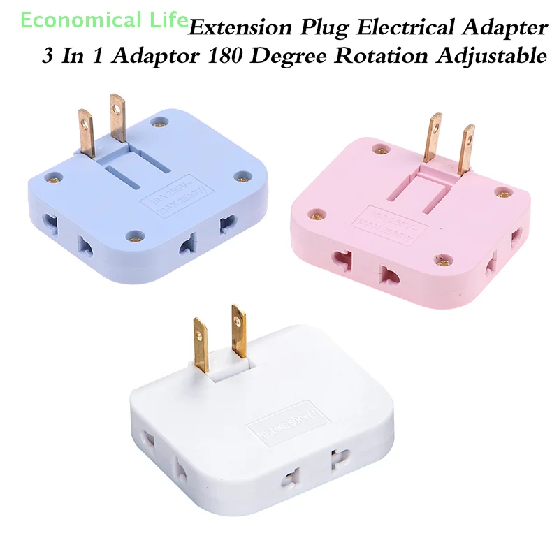 3 In 1 EU Extension Plug Electrical Adapter 180 Degree Rotation For Mobile Phone Charging Converter Socket