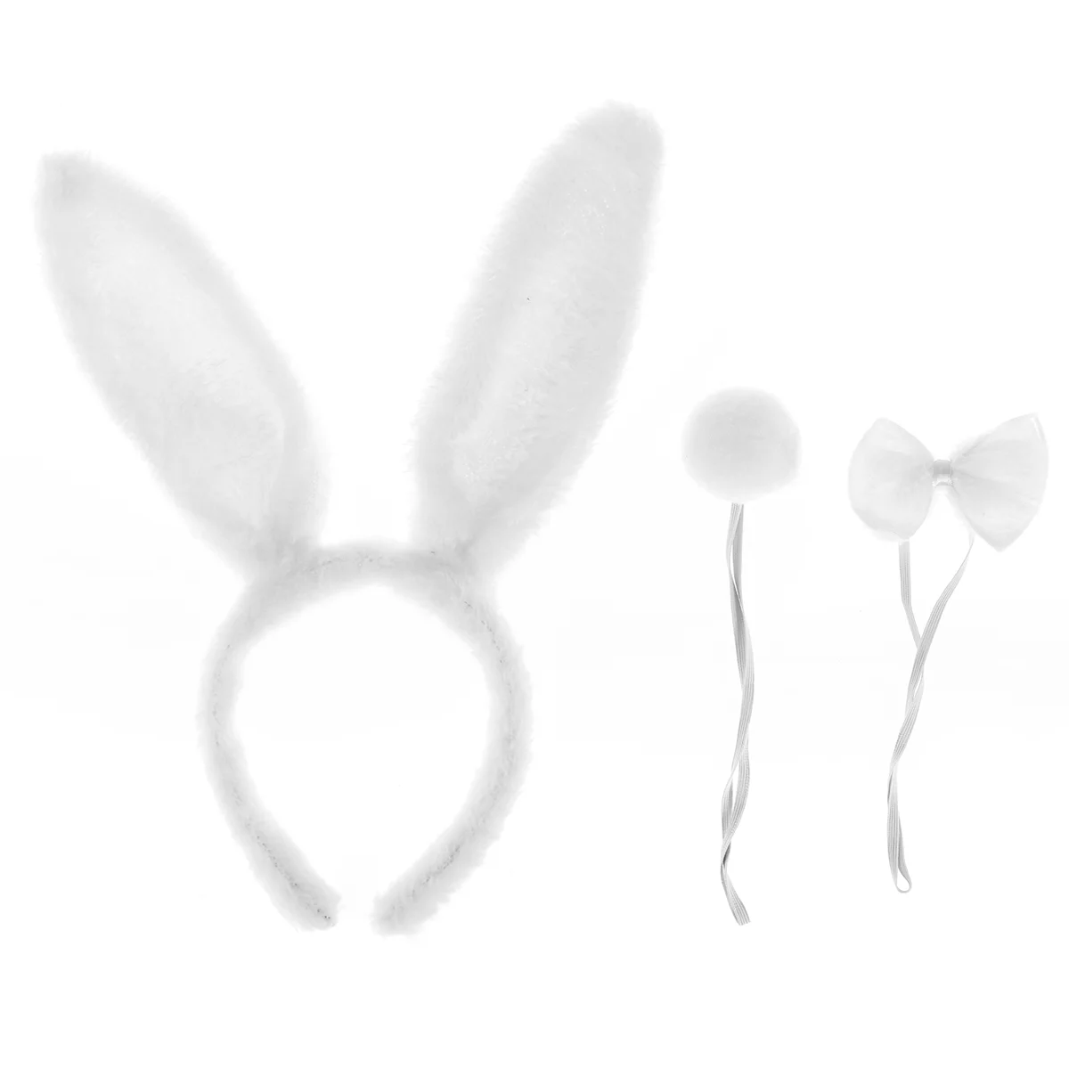 

1 Set of Kids Adult Rabbit Bunny Ears Headband Bow Ties Tail Set Party Cosplay Costume (White) bunny cosplay set