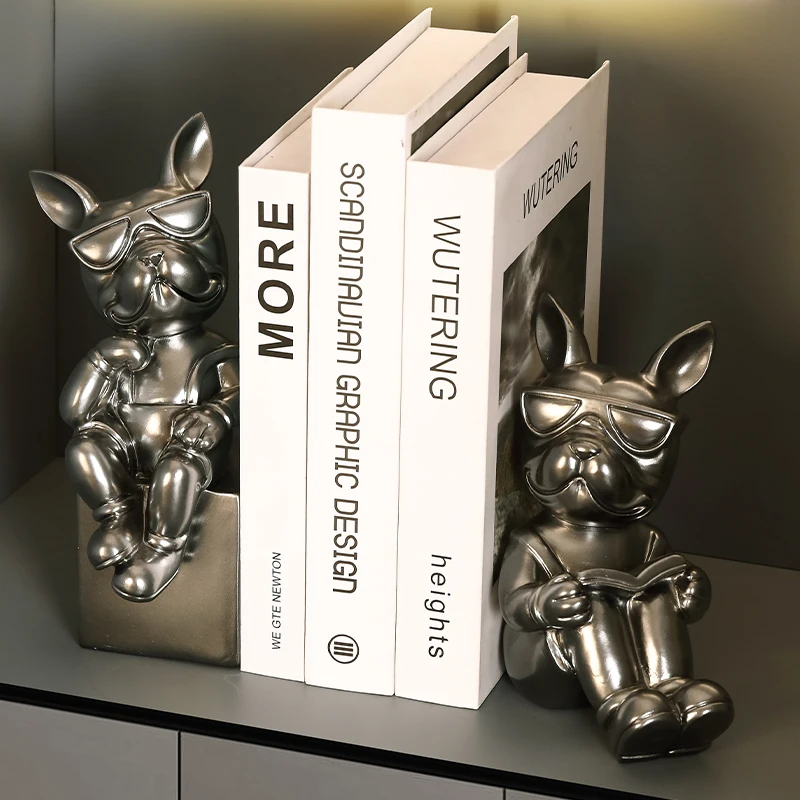 Bookend French Bulldog Statues and Sculptures Nordic Figurines Room House Decoration Desk Ornaments Resin Dog Butler Statue