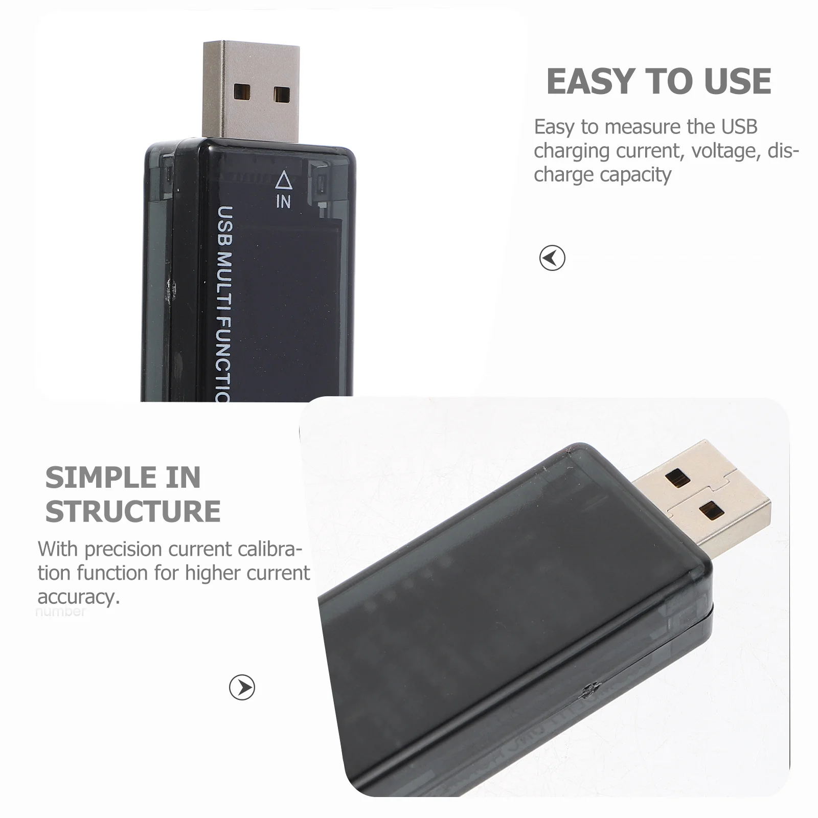 

USB Voltage Current Multimeter Compact Plug and Play LCD Display Test Tool for Mobile Phone U Disk Power Consumption