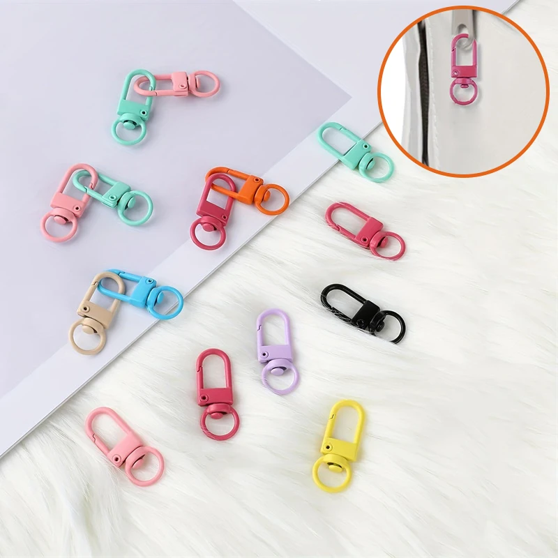 10/12/50PCS Metal Color Swivel Enamel Clasps Set DIY Jewelry Keychain Craft Making Accessories Hanging Charms