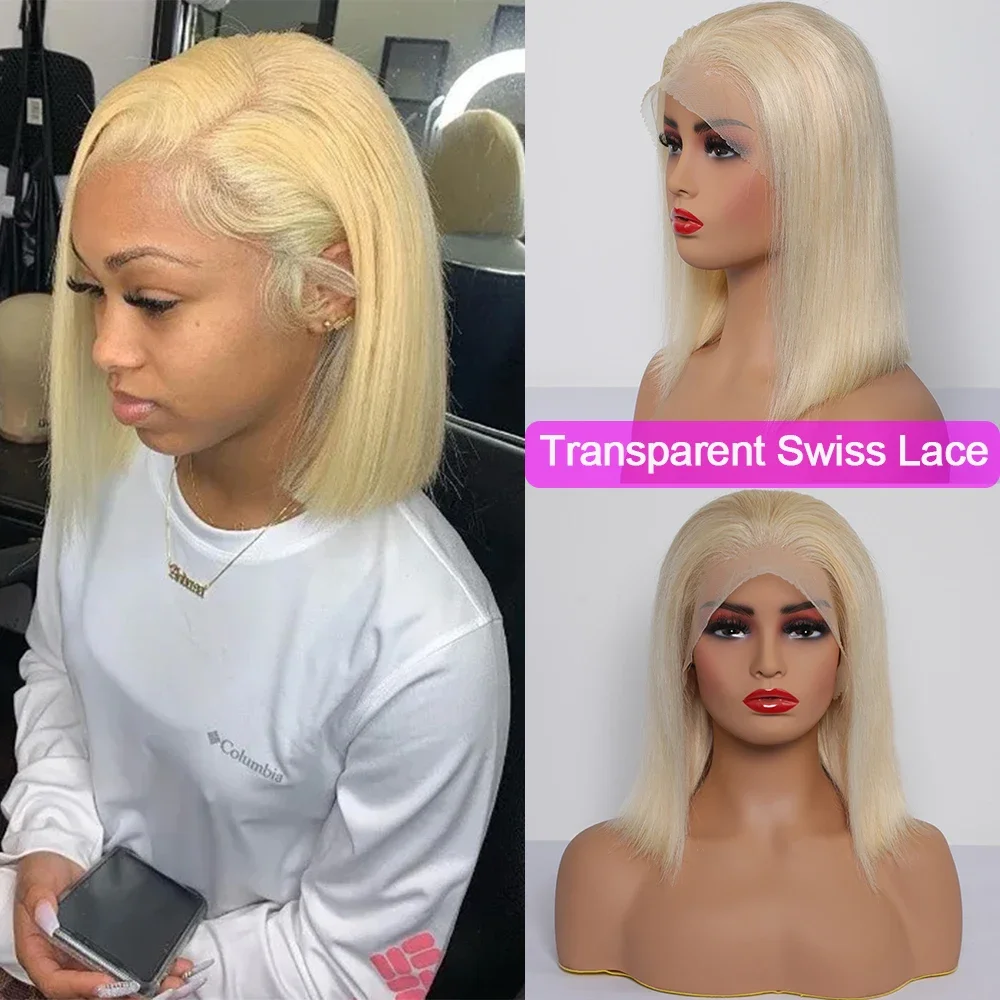 Miss Rola 13x6 Short Bob Lace Front Wigs 100% Human Hair Brazilian Blonde 13x4 Lace Frontal Wigs Remy BOB Wigs Transparent Lace