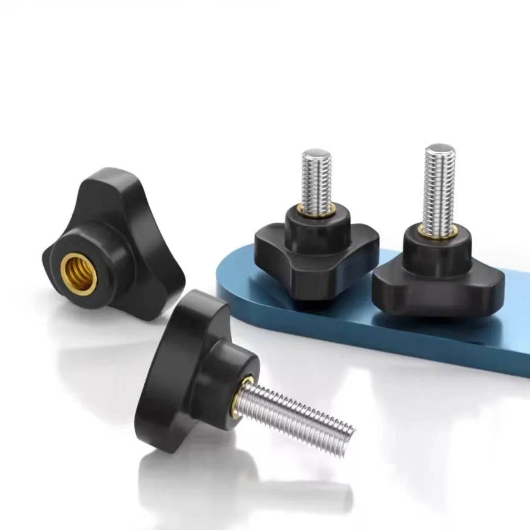 M4-M8 304 Stainless Steel Hand Screws | Arc Knob Triangle Bakelite Handle | High-Quality Rotating Rubber Head Bolts