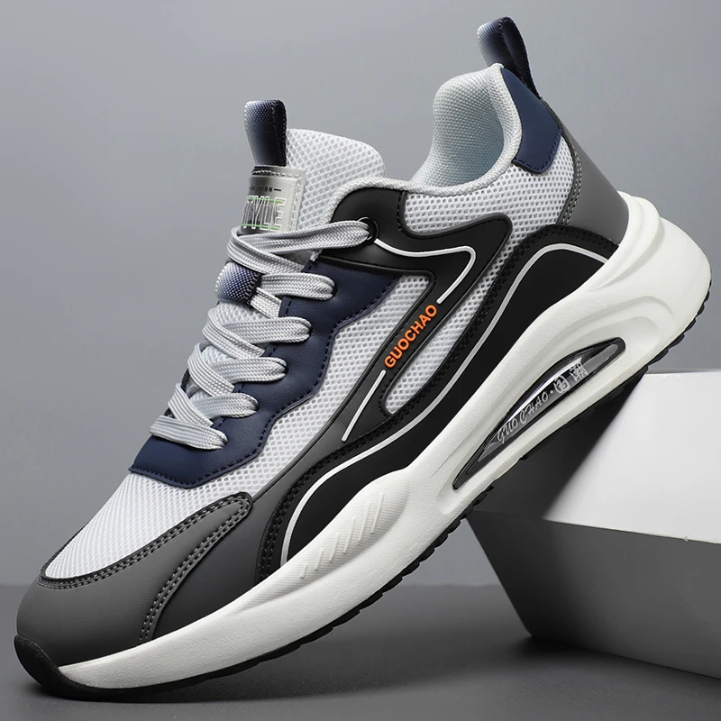 Men Basic Street Sports Sneakers Low Key Plain Shape Shock Cushion Insole Anti Slip Mesh Daily Leisure Shoes