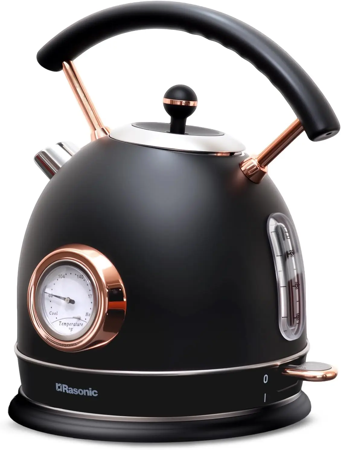 

Retro Electric Kettle Stainless Steel, 1.8L Tea Water Boiler, 1500W Fast Quiet Boil, Temperature Gauge, Auto Shut-Off, Boil
