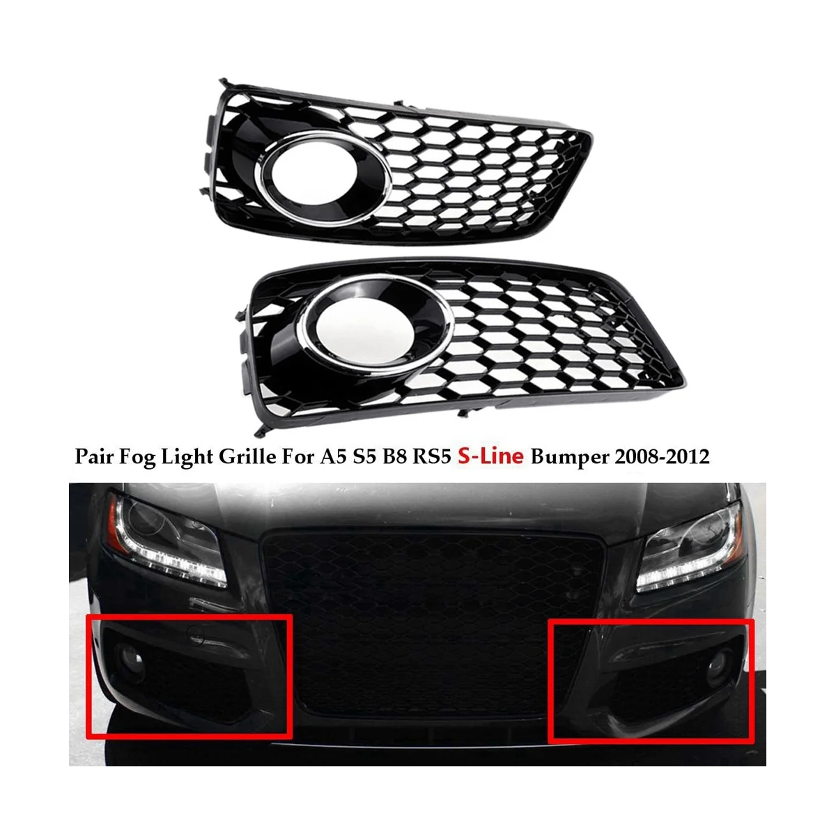 8T0807681B 8T0807681D Front Bumper Fog Light Grille Ventilation Grille Automobile for A5 S5 B8 RS5