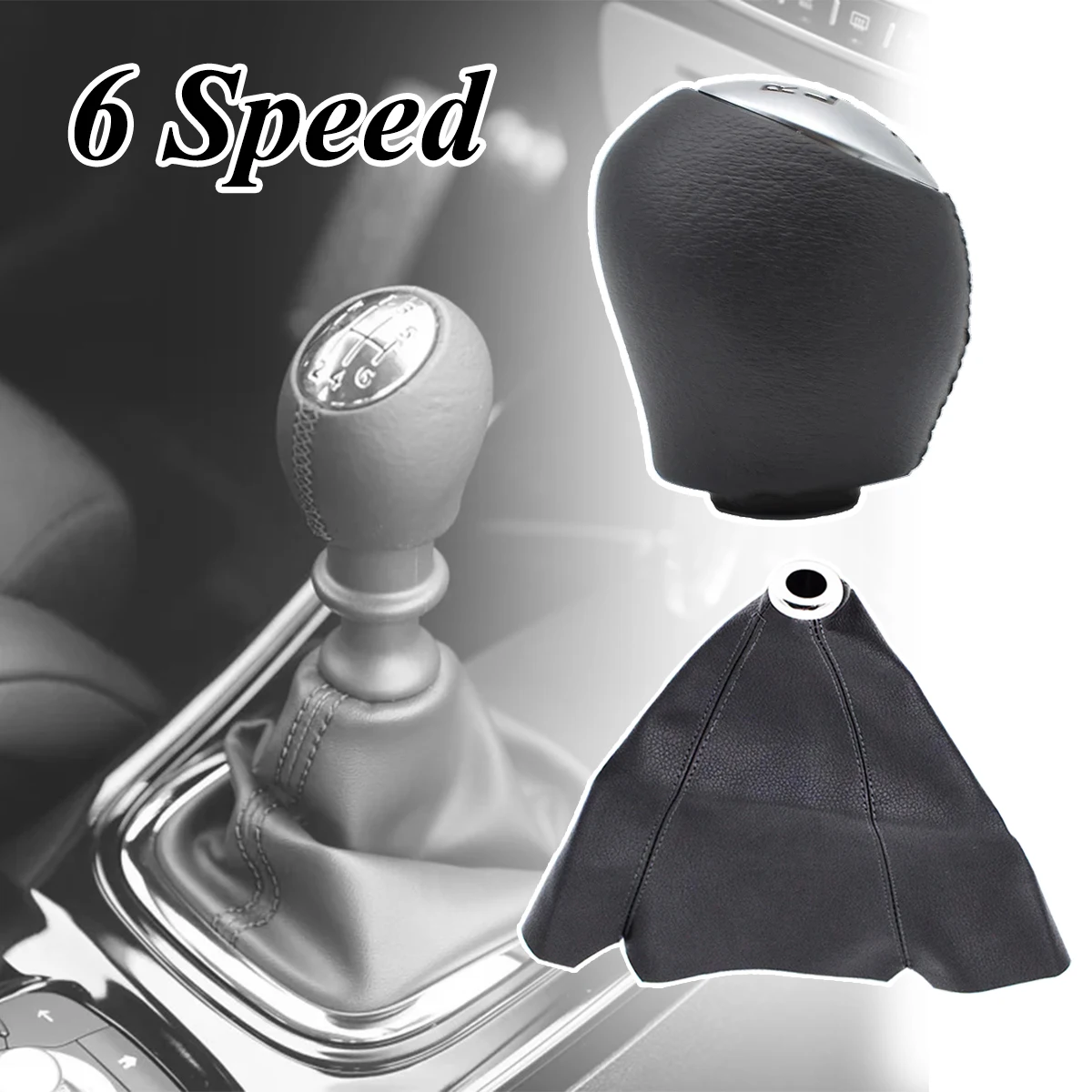 6 Speed Gear Shift Knob Leather Handleball For Renault Megane 3 III Scala CC Clio Laguna Nissan Interstar Vauxhall Vivaro Movano