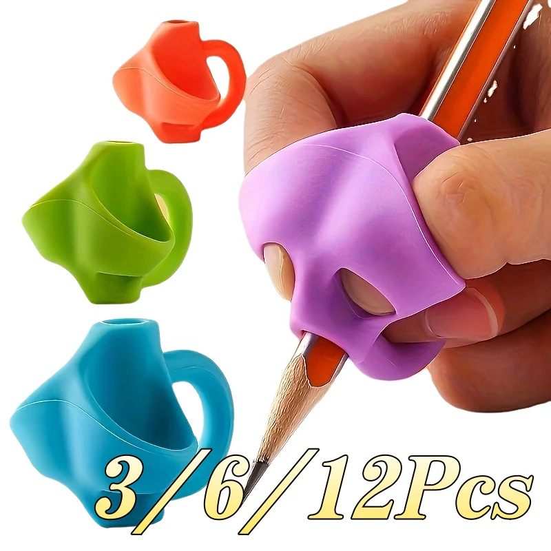 3/6/12 Pcs Children Pencil Pen Holder Silicone Student  Posture Correct Learning Writing Tool Correct Device