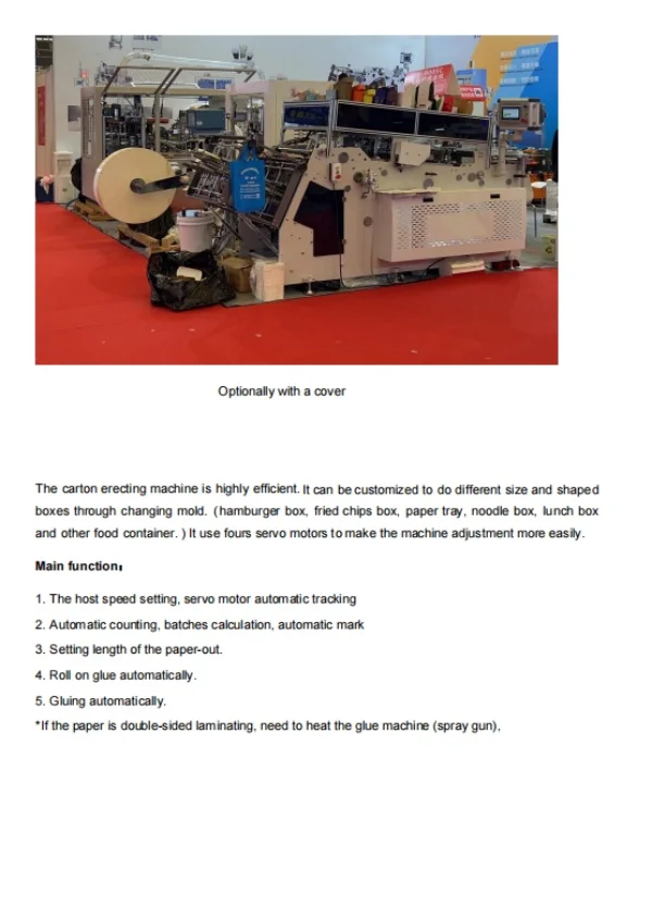 3A-800-4 Automatic Burger Box Making Machine with 4 Servo Motor for Food Carton Processing Workshop