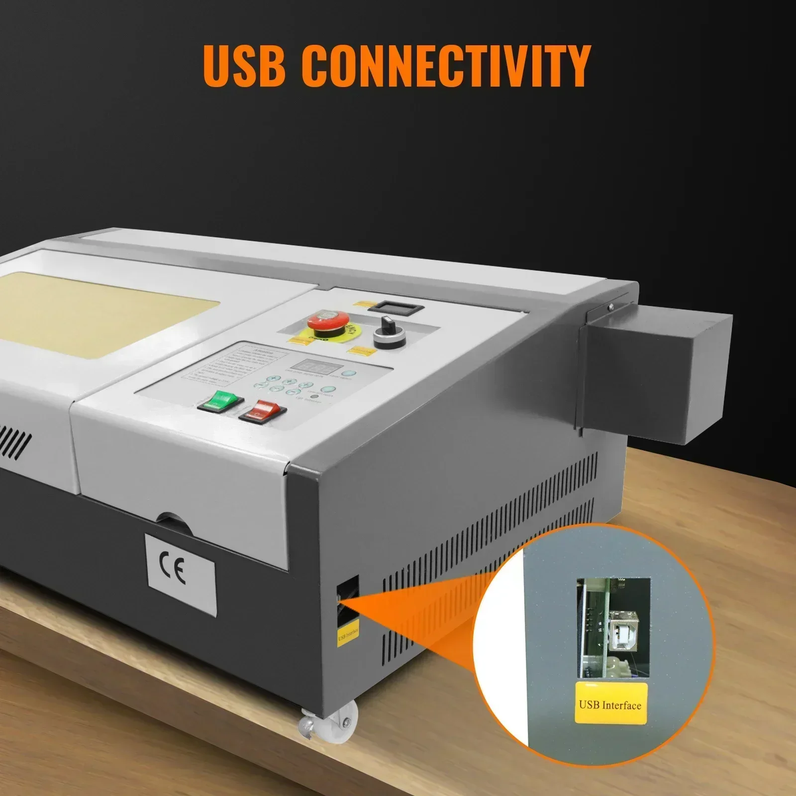 VEVOR 400x400mm Area di lavoro 50W Macchina per incisione e taglio laser CO2 ad alta potenza Pannello in legno acrilico Utensile da taglio per metalli