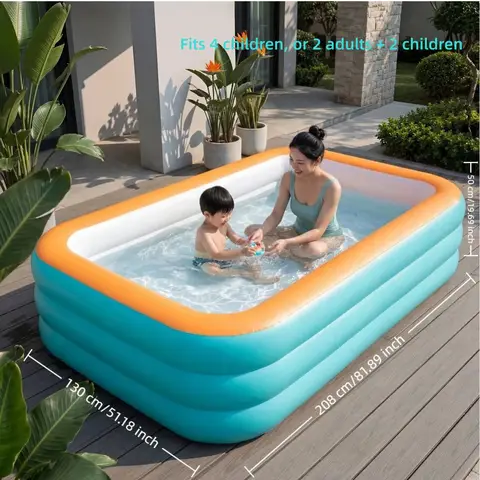 Thickened Durable Family Inflatable Pool, Large for Backyard & Lawn Parties, Outdoor Summer Fun (Pump Not Included)