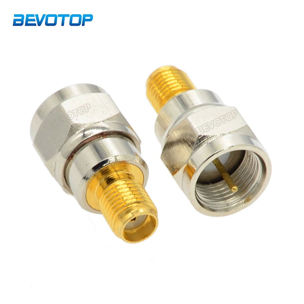 10PCS/Lot SMA Female Jack to F Type Male Plug Straight 50 Ohm RF Coaxial Adapter F Connector to SMA Convertor Gold Tone