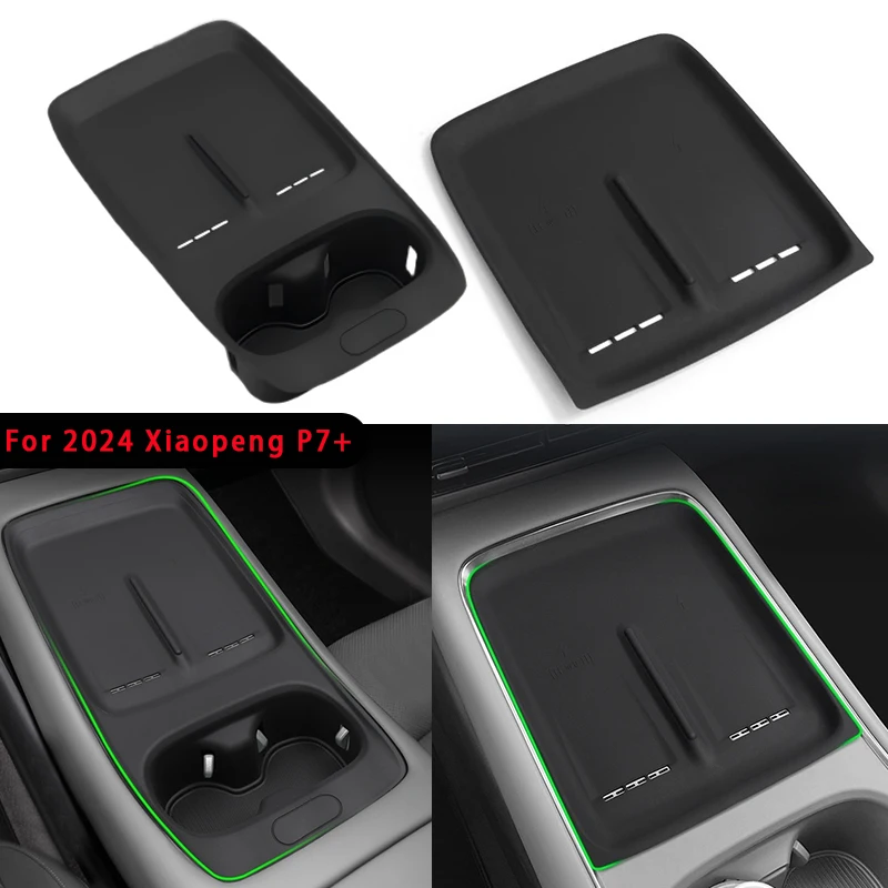 

Car Center Console Wireless Charging Mat Anti-Slip Silicone Pad Accessories LHD Storage Box Suitable For 2024 Xiaopeng P7+