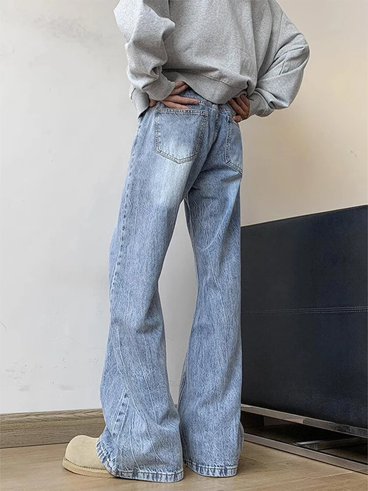 

Lightning Crack Men's Jeans High Street American Style Spring Autumn Long Straight Leggings for Taller Men Micro Flared Long ...