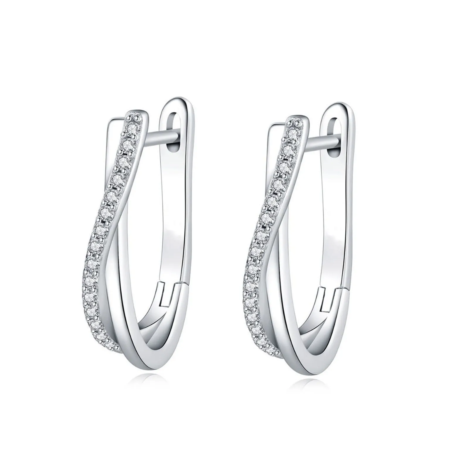 Women's 925 Silver Star Twisted Line Hoop Earrings