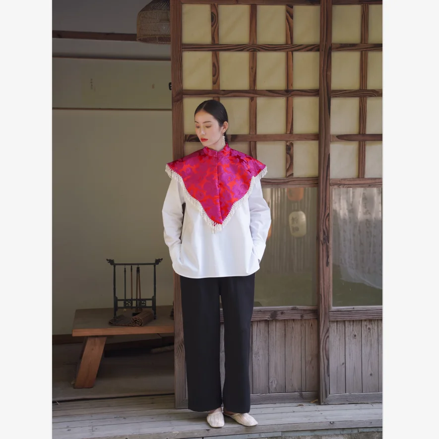 

Красный вышитый бисером многофункциональный воротник-накладка TAIORAN с бахромой в стиле Ханьфу для женщин