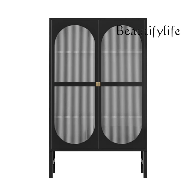 

Nordic Sideboard Changhong Glass Locker Light Luxury Living Room Display Hallway Iron Art Tea Cabinet