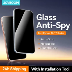 Joyroom 1/2Pcs Anti-spy Glass For iPhone 17 16 15 14 Pro Max Glass For iPhone 17 16 15 14 13 12 Pro Max Privacy Screen Protector