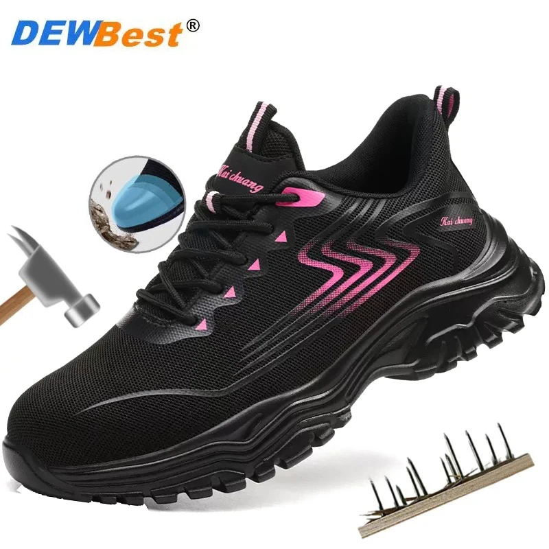 

New breathable comfortable women's steel head anti-smash anti-stabbing safety shoes sports couple models work shoes