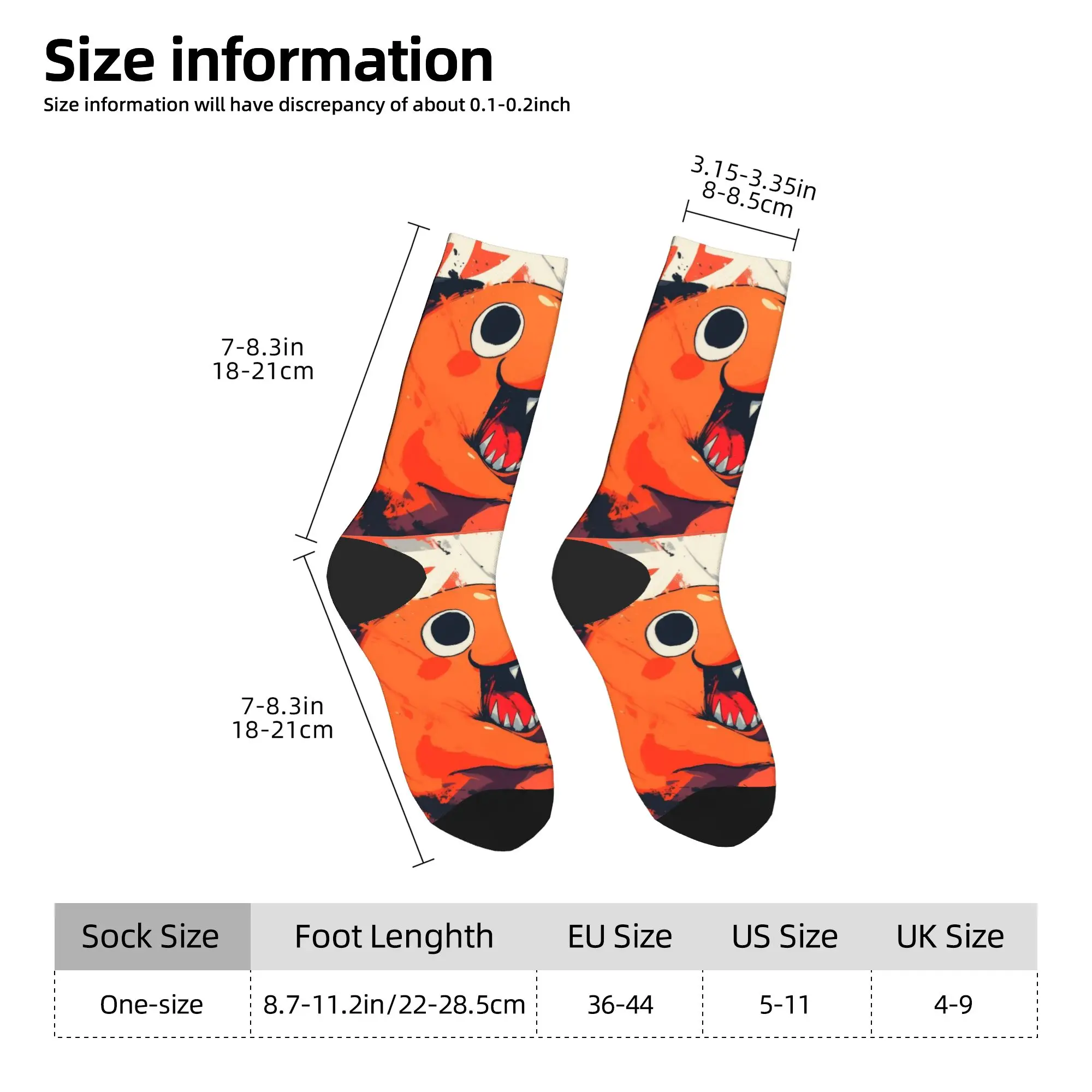 ถุงเท้าลายอนิเมะ Chainsaw Man ของ Pochita ถุงเท้าฤดูใบไม้ร่วง ถุงเท้าผู้ชายแบบนุ่ม ระบายอากาศได้ดี ลายพิมพ์สเก็ตบอร์ด กันลื่น