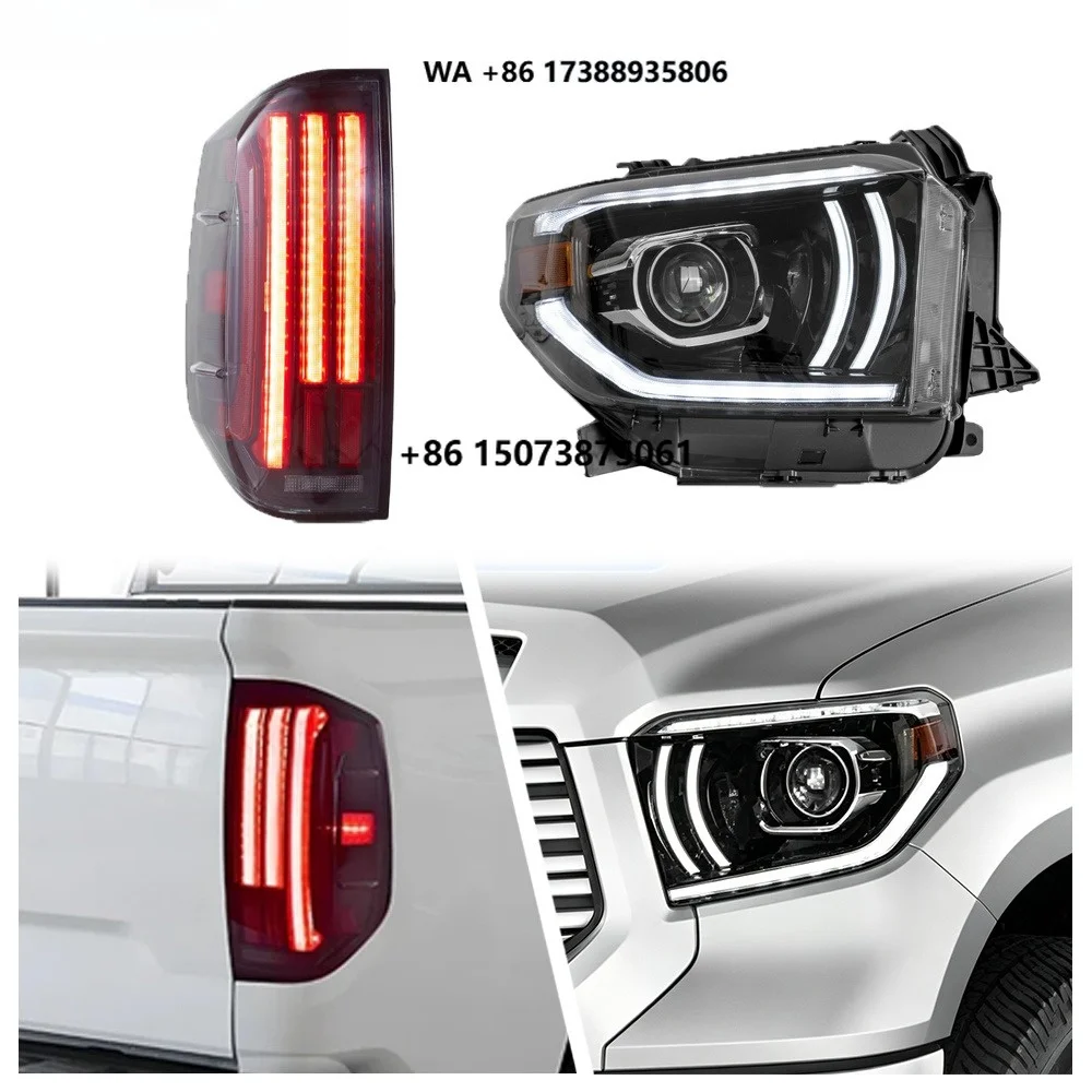 HETOP for TUNDRA Headlight Taillight 2014-2021 Set Custom Reflection Bowl Upgrade LED Dynamic Welcome Lighting Lamp for To-yo-ta
