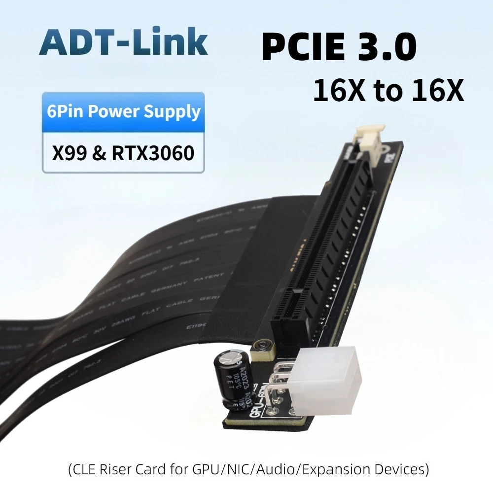 

PCI-E 3.0 X16 To 16X Riser Cable 90° Graphics Card Vertical Mounting PCI-E Extension Extender For Desktop PC X99 Server RTX 3060