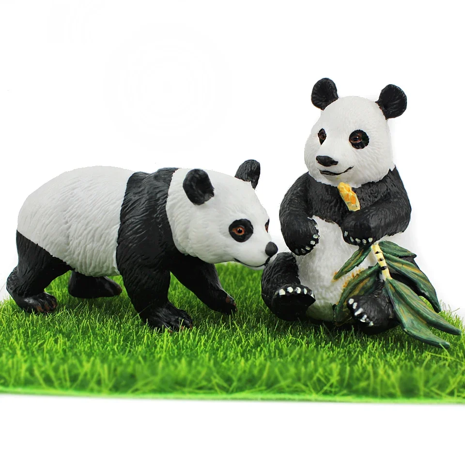 

Simulation Zoo Wild Animal Toy Plastic Solid National Treasure Giant Panda Model Eating Bamboo Model Child Male