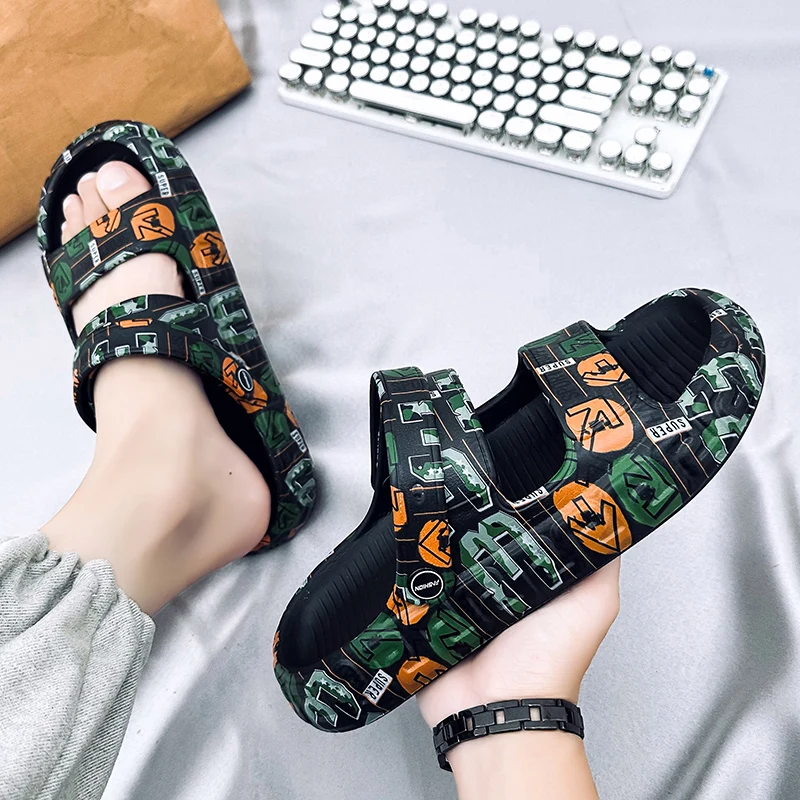 

Men's summer shoes sandals men's one-line slippers breathable slippers women's soft bottom slippers fashion trendy beach slipper