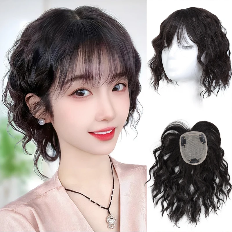 Wig opening top light and thin style curly hair covers white hair, fluffy natural wool roll replacement sheet