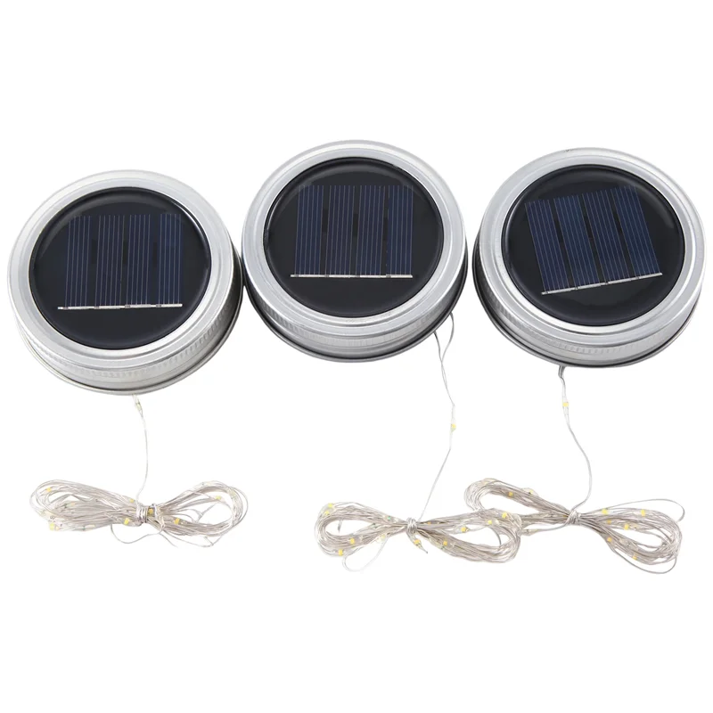 AEF7-3PCS Solar Lantern Lights Waterproof Solar Power Glass Decorative Light Accessories Warm White
