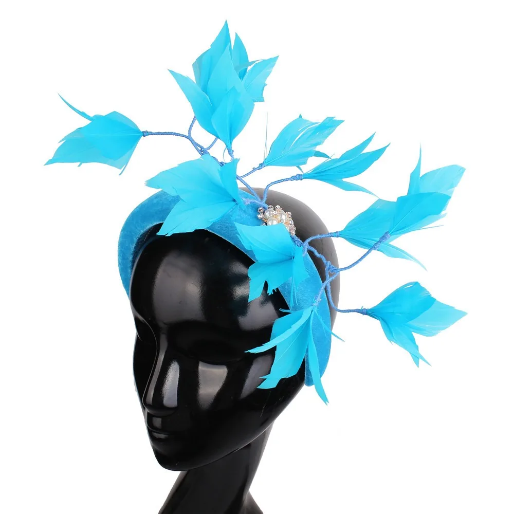 Sombreros de fiesta de té para mujer, diadema de Kentucky, Derby, boda, cóctel, plumas, cinta, fascinador, 2023