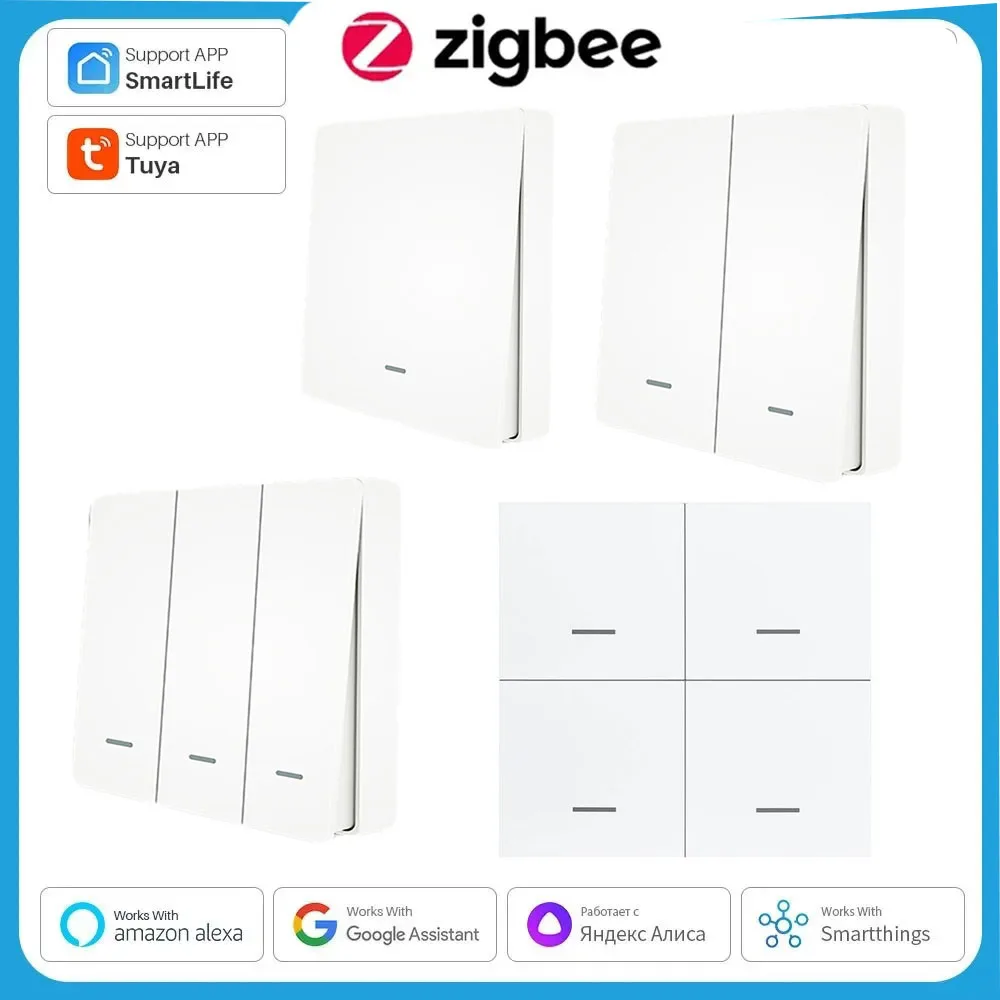 Tuya zigbee-リモート制御スイッチ,ワイヤレスウォール,押しボタン,シーンスイッチ,バッテリー駆動,1/2/3/4/5ギャング