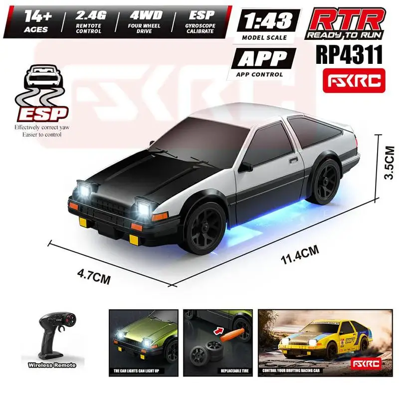 1:43 RC Auto Simulazione Modello di Auto Da Corsa HBToys HB-RP4301 Doppio Corpo e Doppio Pneumatico Versione 2.4G 4WD ESP Gyro Drift Car