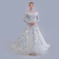 Modern Dance dress Waltz Embroidered Big Three-Dimensional Sequins Performance Dress Ballroom Dance Competition Dress