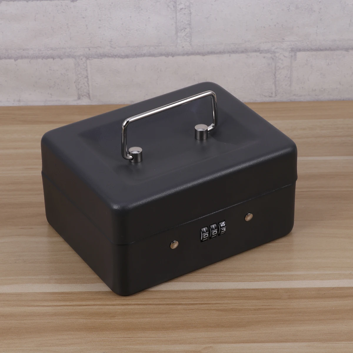 صندوق نقود معدني سميك مع قفل مجمع، صندوق أمين الصندوق الآمن المتين للعملات النقدية، مفاتيح الشيكات، يستخدم المطاعم، أسود