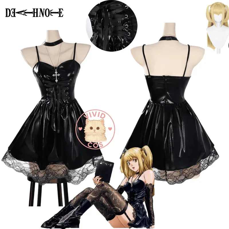 

Death Note Манга Косплей Костюм Аниме Миса Амане Ролевая игра Сексуальная одежда Черное платье для женщин Comic Con Костюм для вечеринки Парик; 2, f; 5.