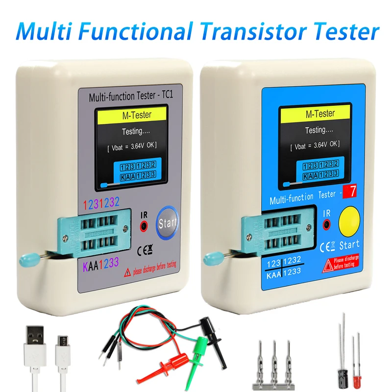 Imagem -06 - Multifuncional Transistor Tester Diodo Triodo Capacitor Resistor Medidor de Teste Lcd Display Gráfico Multímetro Lcr-tc1 Lcr7