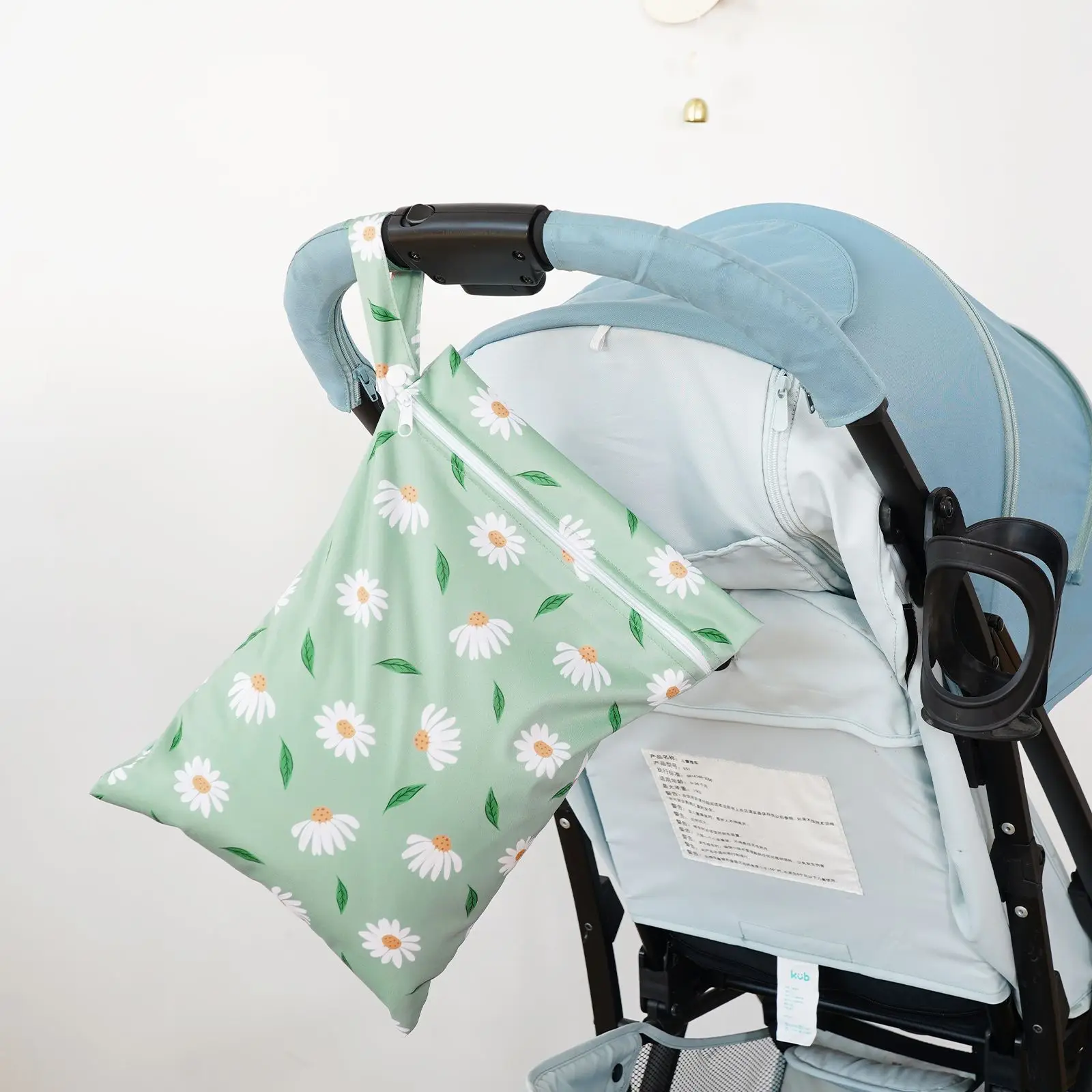 Universal Stroller Hanging Bag 26x36cm - Waterproof Diaper Storage Organizer Multiple Pockets, Portable Travel Essentials Holder