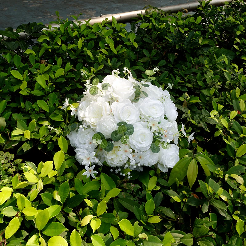 40cm New Simulated White Flower Ball Wedding Decor Peony Rose Flower Ball Party Wedding Stage T Stage Road Leading Decor Flowers