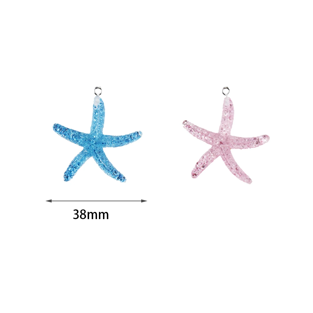 10pcs Glitter Sea Starfishs Resin Charms Pendants for Necklace Keychains Earrings Jewelry Making Diy Handmde Accessories